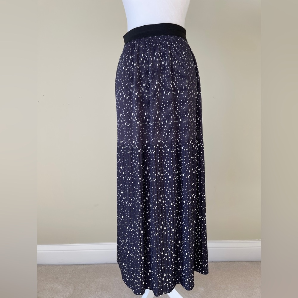 Punt o Roma Blue & While Elastic Waist Long Pleated Maxi Casual Skirt EUC - Picture 4 of 7